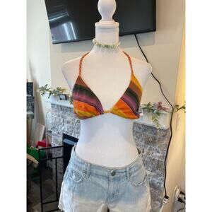 xhilaration y2k stripe bikinni top